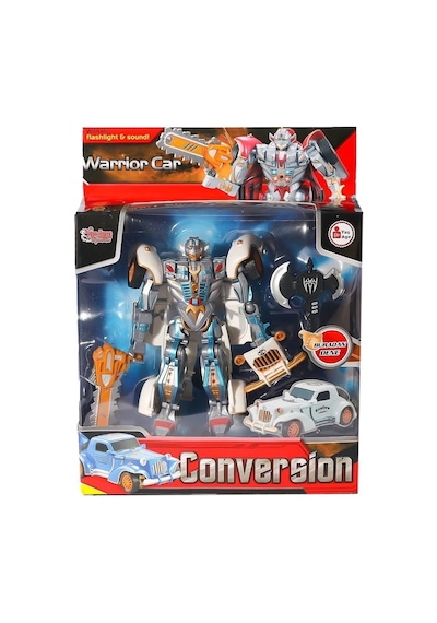 Hw-668-1-2 Işıklı Dönüşebilen Robot Araba -vardem Gümüş