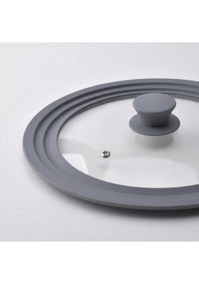 Lexroo Silikon Kenarlı Cam Tencere Kapağı Orta Boy, 22/24/26 Cm Tencerelerle Uyumlu Şeffaf
