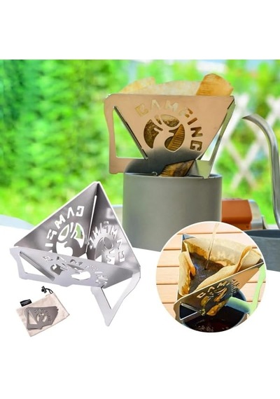 Kahve Filtre Tutucu Damlalık Coffe Dripper Katlanır Çantalı Açık Krem