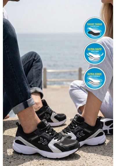 Siyah Dar Kalıp Fileli Unisex Spor Ayakkabı Çok Renkli