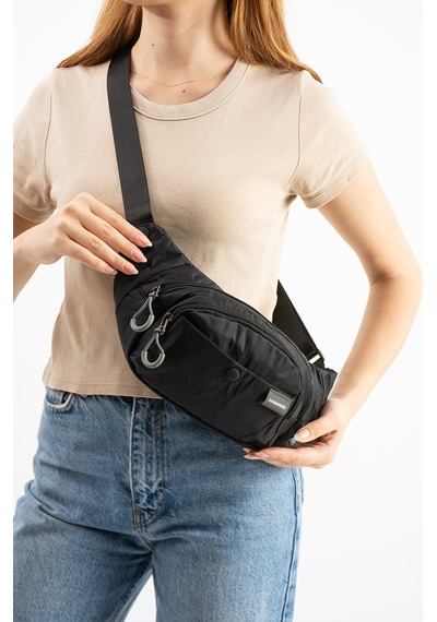 Sanmorris Unisex Paraşüt Kumaş Suya Dayanıklı 3 Bölmeli Body Bag Sı-6036 Siyah