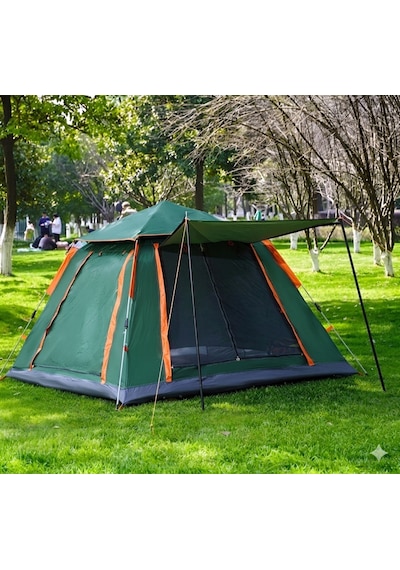 Tam Otomatik Tenteli 4-6 Kişilik 240x240x155cm Kamp Çadırı Yeşil