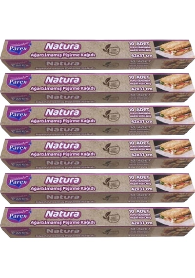 Natura Ağartılmamış Hazır Kesilmiş Pişirme Kağıdı 10 Lu 6 Paket