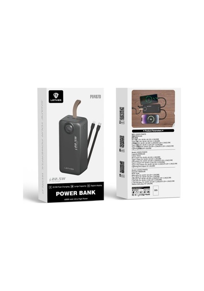 Lenyes PXD487D Dijital Göstergeli Type-C Ve Lightning Kablolu Askılı Powerbank