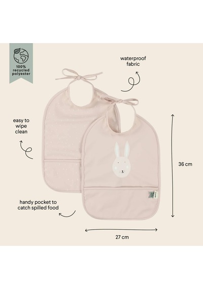 Trixie Mrs.rabbit Sıvı Geçirmez 2'li Kız Bebek Mama Önlüğü Seti 96-326 Pembe
