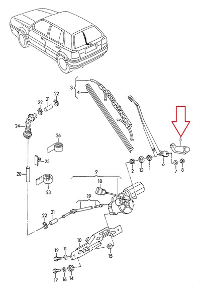 Vw Golf 3 1992-1998 Arka Silecek Kolu Kapağı 1h6955435a Siyah