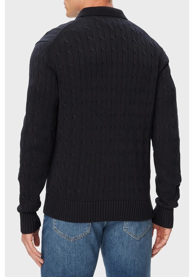 Tommy Hilfiger Pamuklu Polo Yaka Triko Kazak Erkek Kazak Mw0mw44756 Dw5 Lacivert