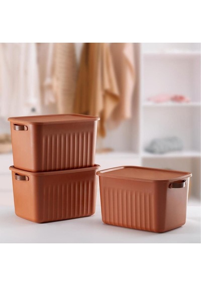 1 Adet Düzenleyici Kapaklı Kutu, Dekoratif Saklama Kutusu, Organizer 35cm 25cm 22cm Kremit 15 Litre Diğer