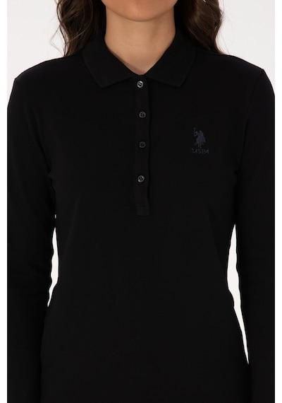 U.S. Polo Assn. Kadın Siyah Basic Polo Yaka Sweatshırt 50307755-VR046