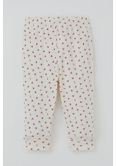 Breeze Kız Bebek Pijama Takımı Omuzdan Patlı Kiraz Desenli 4 Ay-1 Yaş, Krem Krem