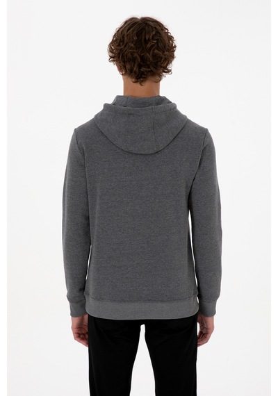 U.S. Polo Assn. Erkek Regular Fit Kapüşonlu Antrasit Melanj Basic Sweatshirt 50315663-VR081