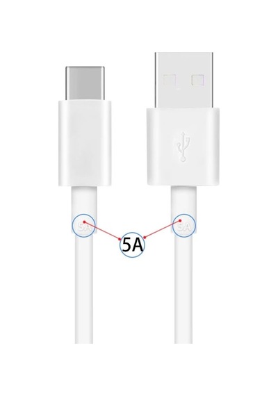 5a Type-c Usb Kablo 1 Mt. Beyaz 25w Hızlı Şarj 40mb/s Data Aktarım Telefon Tablet Adaptör Pc Type C