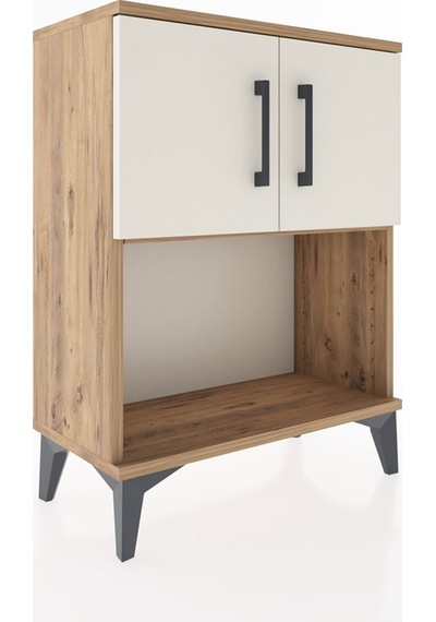Arges Komodin 2 Raflı 2 Çekmeceli 2 Kapaklı 60x30x80 Çam-aytaşı Çam