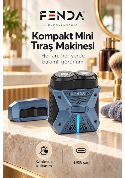 Fenda Kompakt Mini Tıraş Makinesi Lacivert