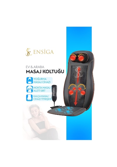 Servikal Bel Boyun Ve Sırt Masaj Sandalye Minderi Yastık Araba Minder Masaj Aleti Siyah