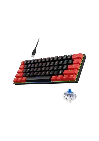 Hadron Mofan Mf1701br Gaming Mekanik Rgb Klavye Blue Switch - Siyah Kırmızı