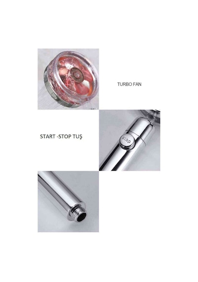 Duş Başlığı Turbo Basınçlı Ayarlanabilir Star Stop Tuş Su Tasarrufu 360 Döner Plastik Diğer