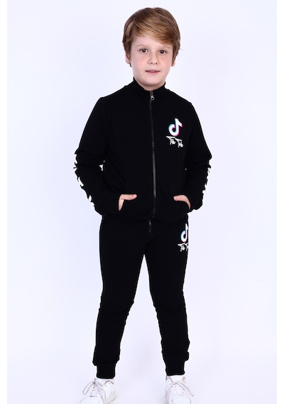 Toontoy Kids Toontoy Erkek Çocuk Tiktok Baskılı Takım Siyah