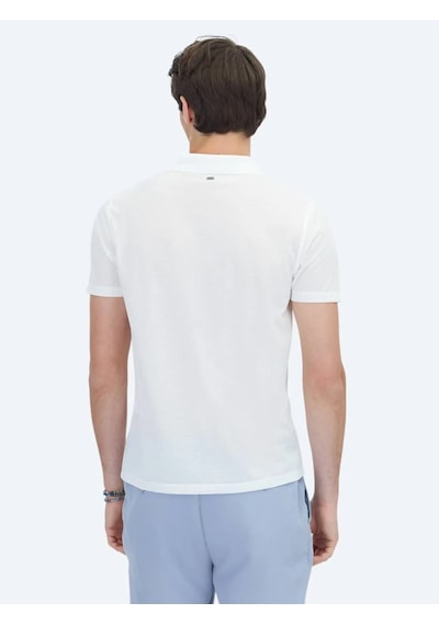 Kip Beyaz Desenli Polo Yaka T-shirt Beyaz