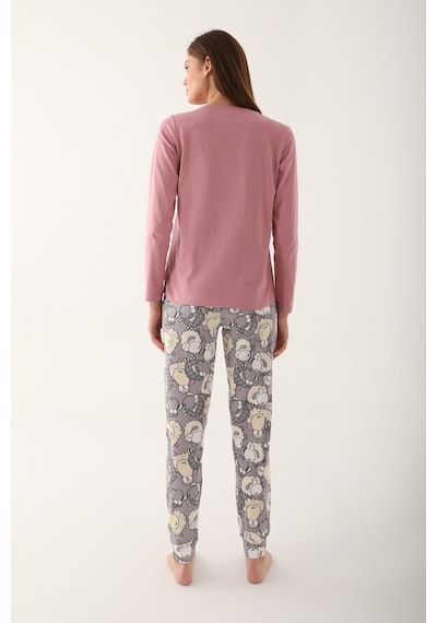 Arnetta White Sheep Pembe Kadın Uzun Kol Pijama Takım