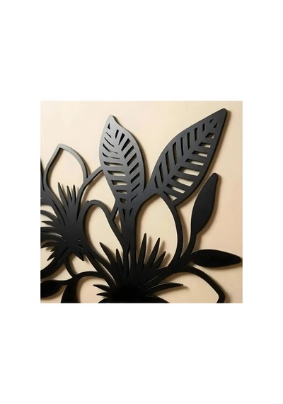 Açan Çiçekler Silüeti Metal Duvar Tablosu - Metal Duvar Sanatı - Kırmızı - 30 X 24 Cm