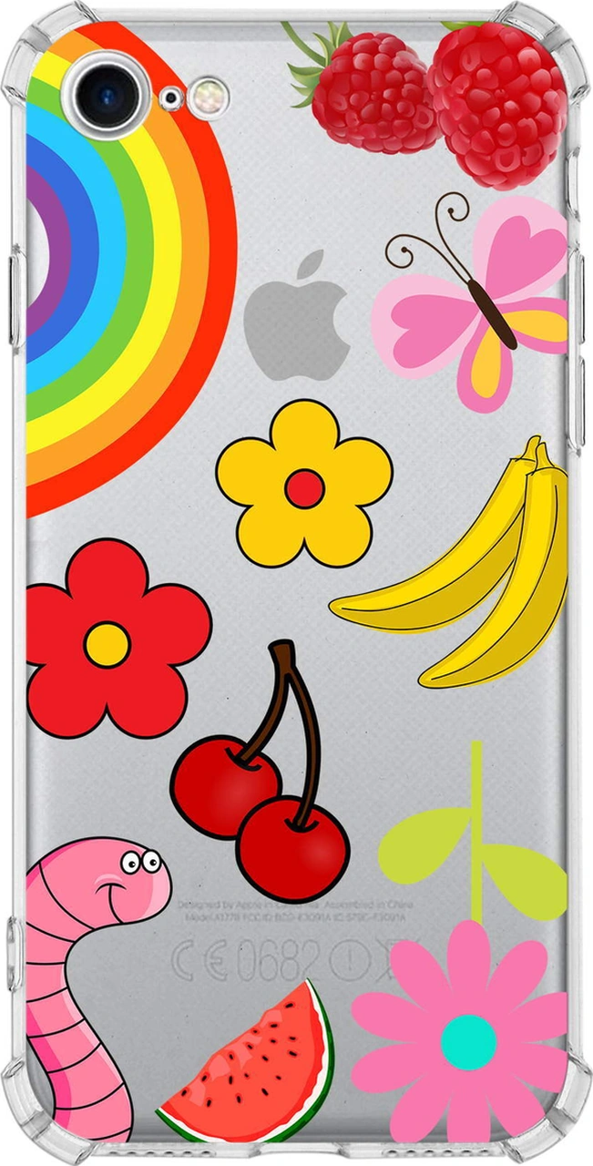 Prinrify Apple Uyumlu iPhone Se 2022 Water Color 5 Baskılı Şeffaf Köşe Korumalı Antişok Kılıf