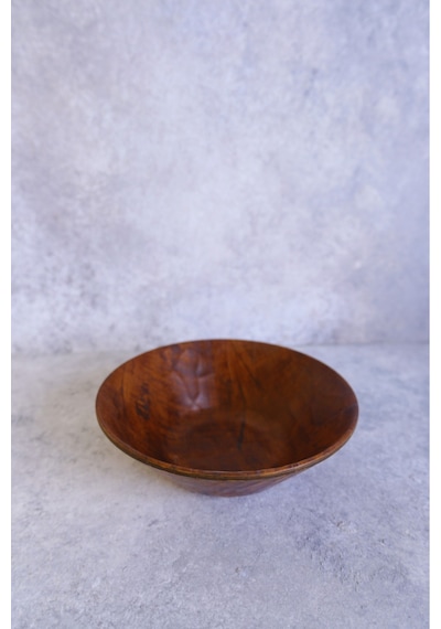 Justwood Ligna 19 Cm Melamin Ahşap Rölyefli Salata Tabağı, Servis Tabağı, Çukur Kase, Çerezlik Koyu Kahverengi