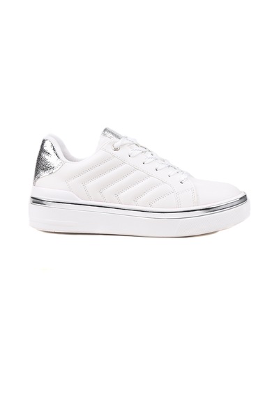 Stato Nova Kapitoneli Gümüş Detaylı Beyaz Kadın Sneaker