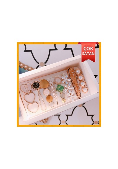 So-much Kadın Özel 8'li Set Pens Çıtçıt Yan Saç Tokası Karışık Set-7 Kahve Karışık - 528802609 Kahve Karışık - 528802609 Kahve Karışık