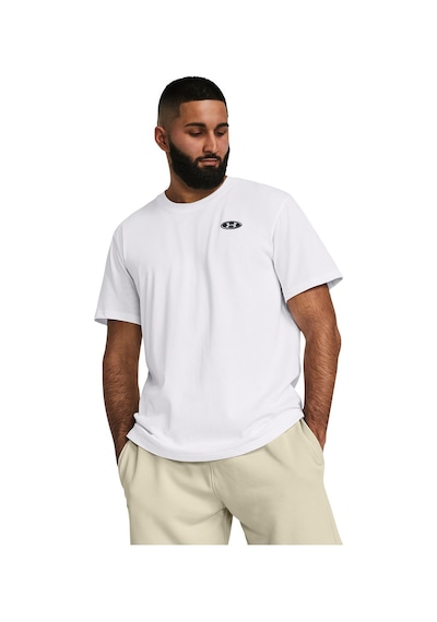 Under Armour Heavyweight Left Chest Patch Erkek Beyaz Yuvarlak Yaka Tişört Beyaz