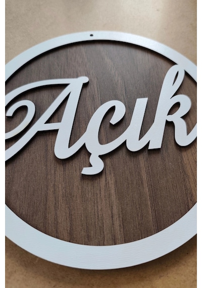 Üç Katlı El Yazılı Modern Açık/kapalı Tabelası - Tesbih Ahşap