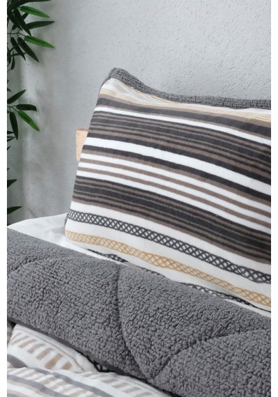 Merinos Comforter Çift Kişilik Yorgan Seti - Gri