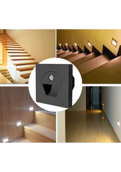 Cata 1w Ct-5170s Sensörlü Fotoselli Koridor Armatürü Led Aydınlatma Siyah Kasa Beyaz Mat Siyah