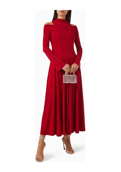 Eegen Studio Diep Dönüştürülebilir Kemerli Elbise Rib - Knit, Off - Shoulder Kırmızı