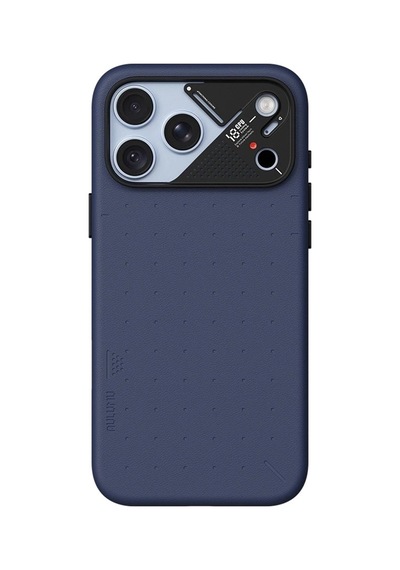 A18 İphone 18 Pro Uyumlu Aramid Fiber Parçacık Dokulu Meka Tasarım Darbe Emici Kılıf Mavi