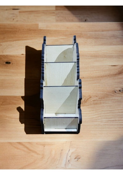 4 Bölmeli Ahşap Masaüstü Kalemlik Yılbaşı Konsept Hediyelik 8cmx13cmx23cm Ebat Organizer Noel Baba Çok Renkli