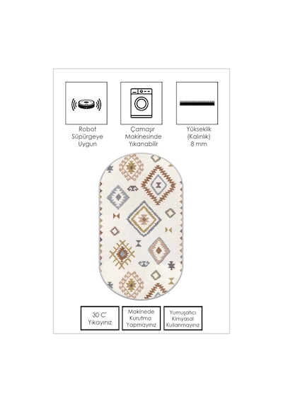 West Home Dijital Baskı Yıkanabilir Kaymaz Taban Leke Tutmaz Oval Mutfak Halısı Salon Halısı Ve Yolluk Wh 541 Multy Oval