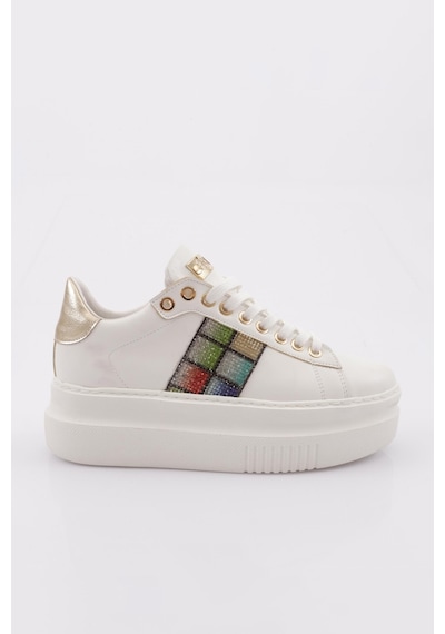 Dgn Es861 Kadin Kalin Taban Silver Taşli Sneakers Ayakkabi ES861-2007-R0198 Beyaz