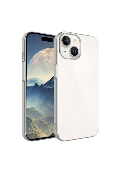 Apple Uyumlu iPhone 15 Kılıf Sert Pc Renkli Çerçeveli Zore Riksos Kapak Koyu Gri