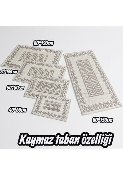 Pamuklu Kaymaz Taban Dikdörtgen Banyo Paspası Yüksek Emici Pamuk Dokuma Bej