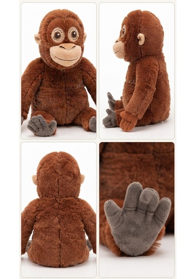 Sevimli Peluş Maymun 60 Cm - Büyük Boy Yumuşak Orangutan Oyuncak - Çocuk Uyku Arkadaşı Hediye Kahverengi