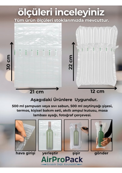 21x30 Cm 50 Adet Havalı Sütunlu Poşet Airbag/airbed/airpack/airpak Ambalaj