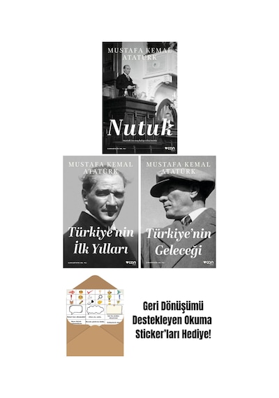 Nutuk + Türkiye'nin Ilk Yılları + Türkiye'nin Geleceği 3 Kitap Set + Okuma Sticker'ları