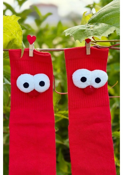 Lousocks Unisex Kırmızı Pörtlek Gözlü Eğlenceli Soket Çorap