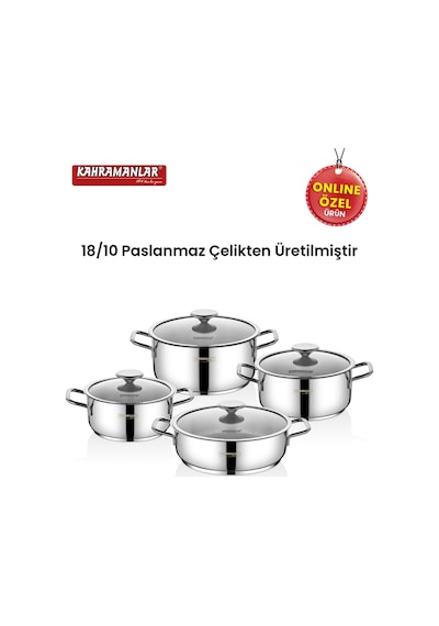 Kahramanlar Yağmur İndüksiyon Tabanlı 8 Parça Tencere Seti