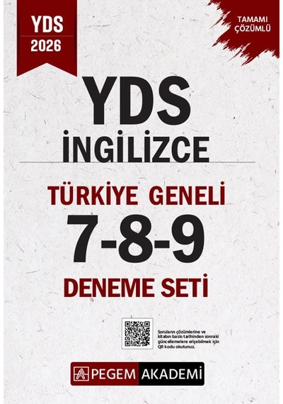 Pegem 2026 Yds İngilizce Türkiye Geneli 3 Deneme Çözümlü 7-8-9 Pegem Akademi Yayınları