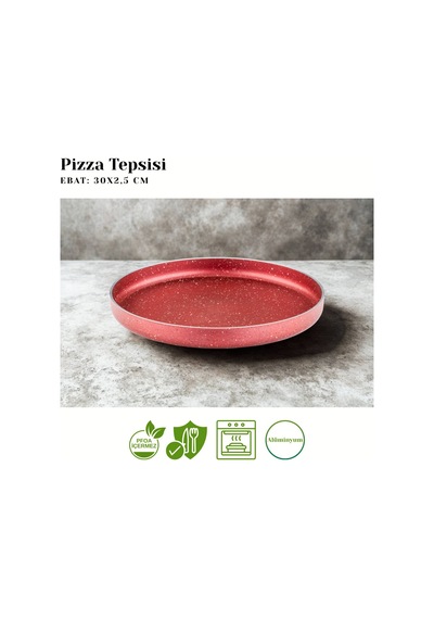 Arzu Çelik 30 Cm Granit Pizza Tepsisi - Kırmızı