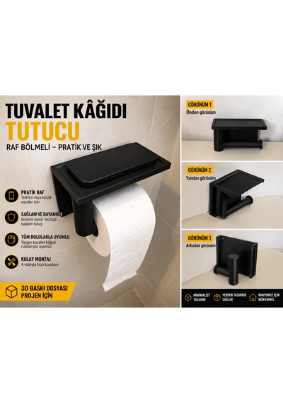 Modern Tuvalet Kağıdı Tutucu Siyah