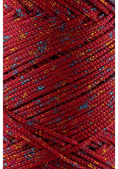 Sensy Multi Sparkle Simli 200 Gr Polyester Makrome Ipi Koyu Kırmızı 2 Mm 230 M Supla Ip