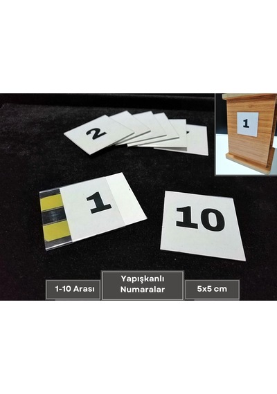 Şeffaf Etiket Yapışkanlı İsimlik Etiketlik Ve 1-10 Arası Numaralar Peçetelik